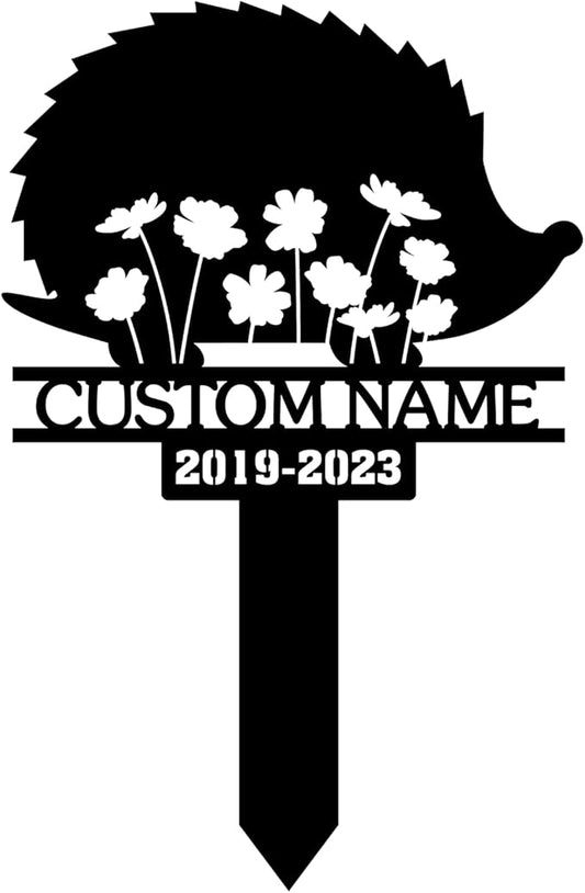 Pet Grave Markers Personalized, Hedgehog Metal Grave Stake, Pet Loss Sympathetic Outdoor Plaque, Hedgehog Memorial Keepsake Garden Sign, Waterproof, Pet Loss Sympathy Gifts