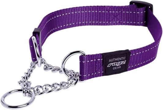 Reflective Nylon Choke Collar; Slip Show Obedience Training Gentle Choker for Large Dogs, Purple