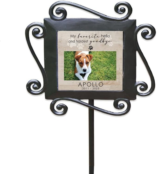 Hardest Goodbye Personalized Pet Memorial Garden Plaque with Photo