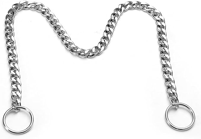 Flat Siver Dog Choker Collar for Large Dogs Heavy Duty Metal Slip Dogs Chain Collars Martingale Training Collars for Small Medium Large Breed Pets, X-Large