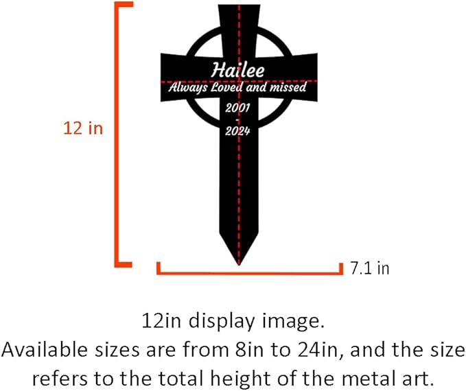 Custom Metal Pet Memorial Cross Stake Burial Marker for Outdoors, Personalized Pet Memorial Plaque Cemetery Grave Marker Yard Remembrance Stake