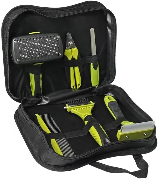 Happlr™ Ultimate Dog Grooming Kit: Dog Brush Set, Dog Hair Brushes - Slicker Brush, Detangling Brush, Dog Brush for Shedding, Undercoat Rake for Dogs | Nail Kit - Dog Nail Clipper, Dog Nail Trimmer