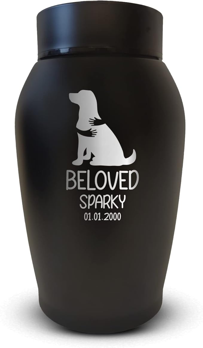 Personalized Custom Dog Urn Engraved Dog Name and Date - Stainless Steel Cremation urns for Dogs Ashes with Airtight Closure | Embrace