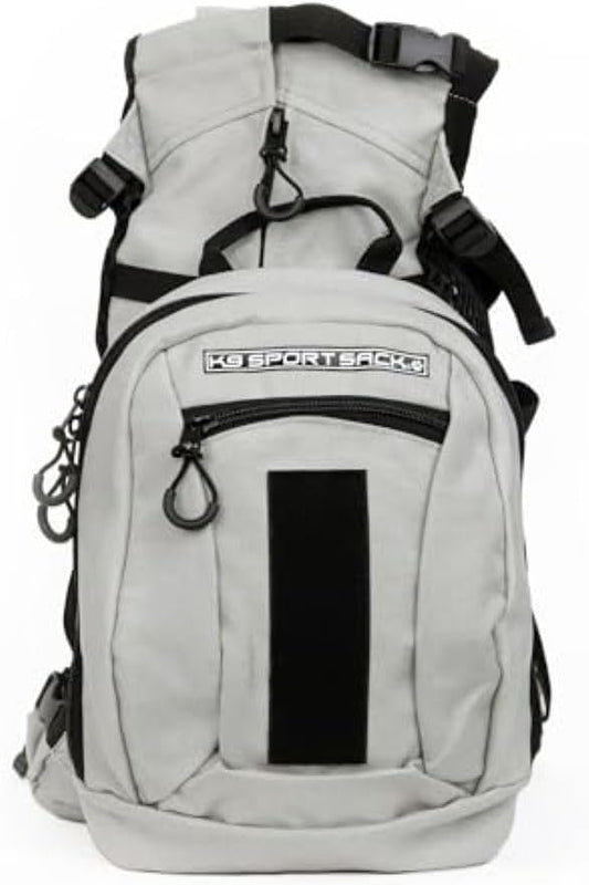 K9 Sport Sack Plus 2 - Medium, Light Grey - Ideal for Dogs 17-19” Long - Adjustable, Backpack-Style Carrier with Multi-Functional Storage Pack, Thick Shoulder Straps & Padded Back Panel