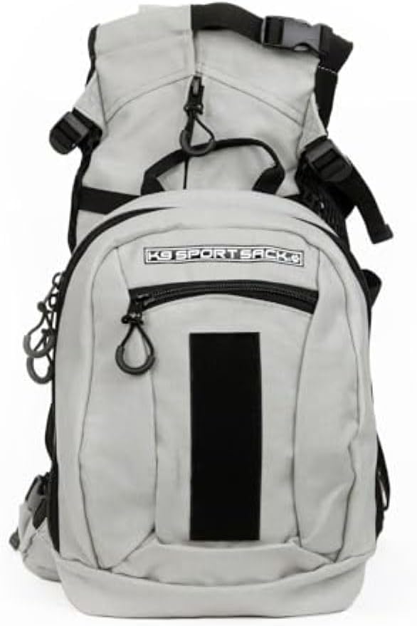 K9 Sport Sack Plus 2 - Small, Light Grey - Ideal for Dogs 13-16” Long - Adjustable, Backpack-Style Carrier with Multi-Functional Storage Pack, Thick Shoulder Straps & Padded Back Panel
