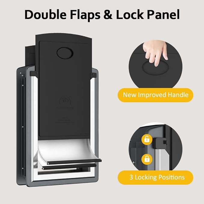 [MAVRICPOWER] Steel Medium Dog Door for Door & Thin Wall, Doggie Door with Two Sliding Panels for Extreme Weather,Never Rust Small Pet Door for Small Dog and Large Cat Up to 40 lbs