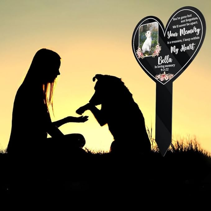 Personalized Dog Memorial Stake Custom Dog Cat Photo Pet Cemetery Decor Metal 12x12 inch Pet Grave Marker Dog Loss Gift Sympathy Gift for Dog Lover (Style 35)