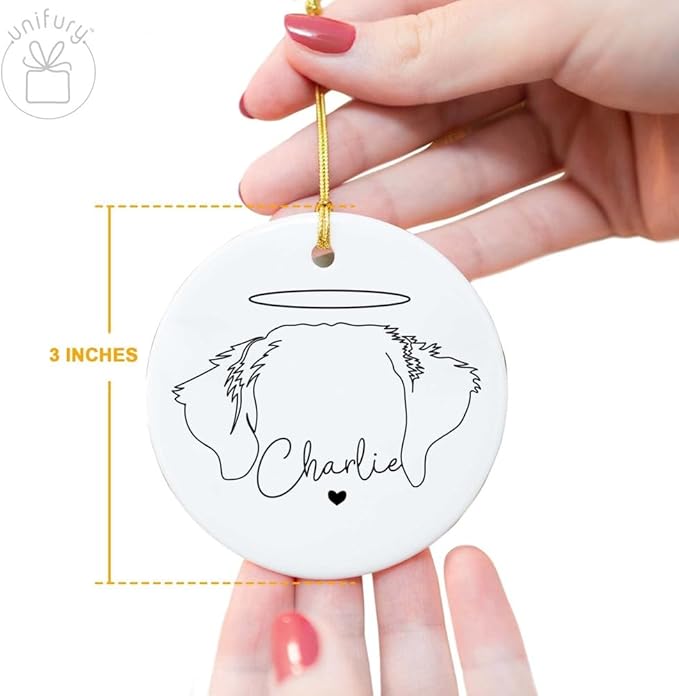 Unifury Custom Dog Memorial Ornament, Personalized Pet Loss Gift - Dog Ears