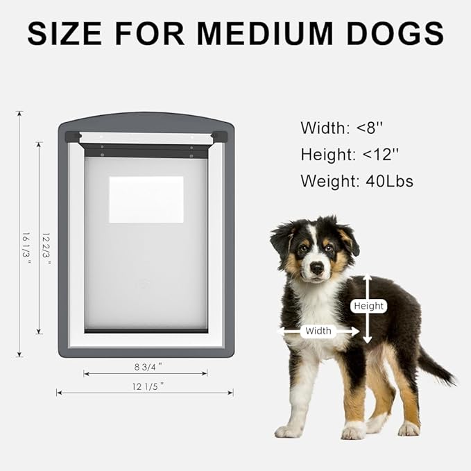 [MAVRICPOWER] Steel Medium Dog Door for Door & Thin Wall, Doggie Door with Two Sliding Panels for Extreme Weather,Never Rust Small Pet Door for Small Dog and Large Cat Up to 40 lbs