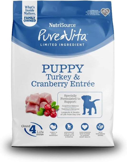 NutriSource Pure Vita Turkey & Cranberry Puppy Food, 12LB