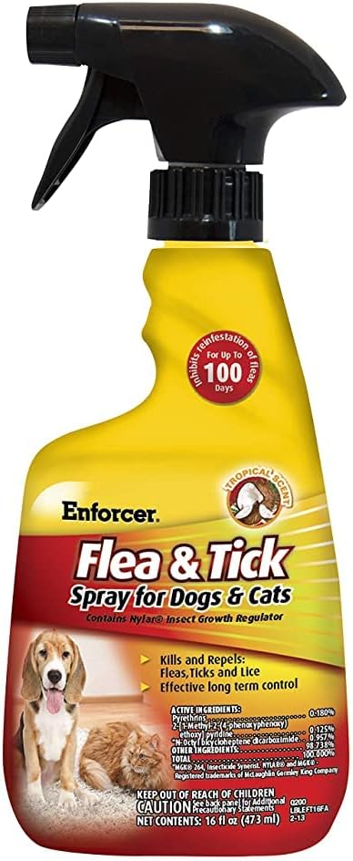 Enforcer Flea & Tick Spray for Dogs & Cats - 16 oz (Case of 6) - EFT166 - Kills and Repels: Fleas, Ticks and Lice