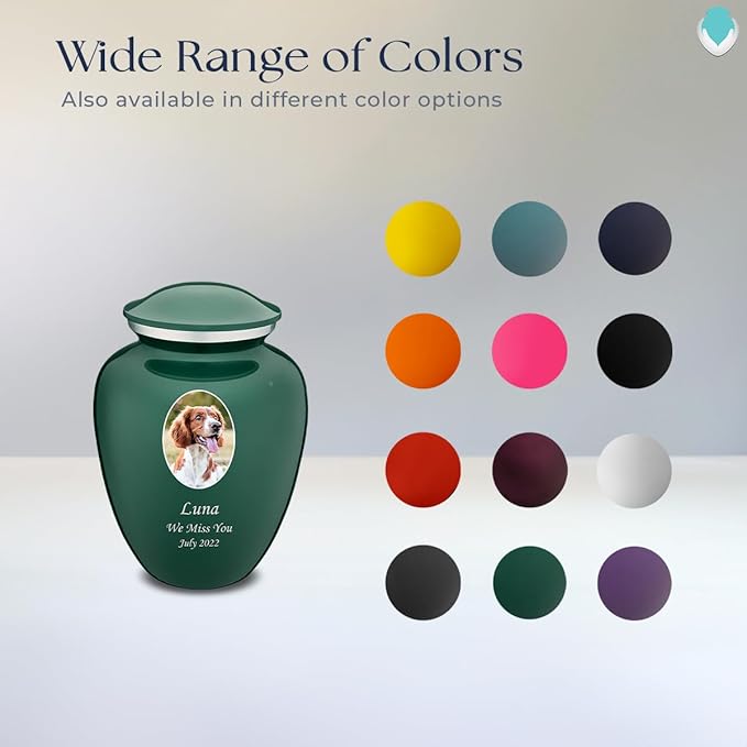 Geturns Embrace Personalized Picture Urn for Small Pets I Green Photo Cremation Urns for Dogs and Cats I 44 lbs