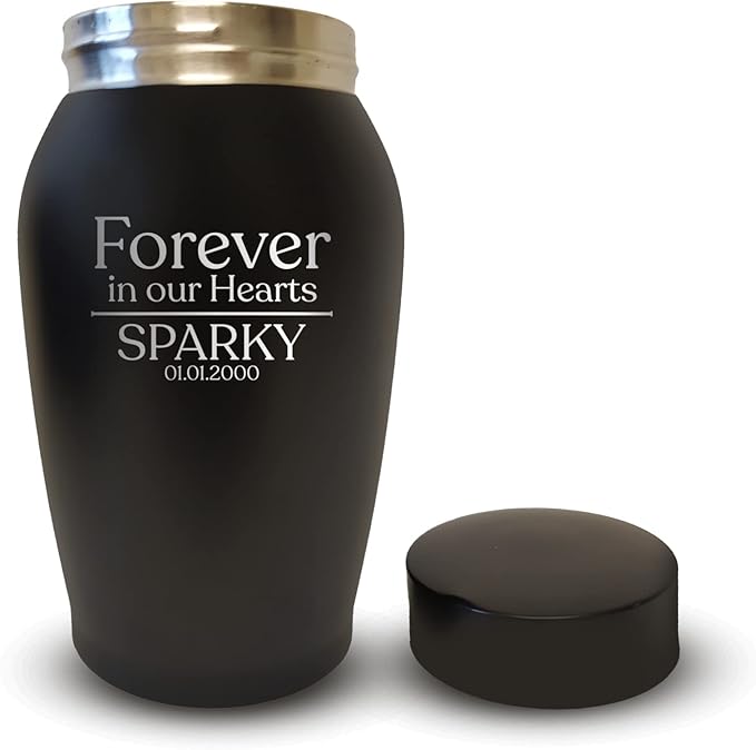 Personalized Custom Dog Urn Engraved Dog Name and Date - Stainless Steel Cremation urns for Dogs Ashes with Airtight Closure | Forever in Our Hearts