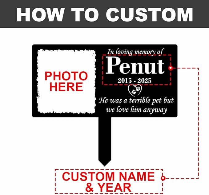 Personalized Metal Pet Grave Markers Dog, Memorial Dog Plaque, Waterproof Dog Grave Markers Outdoor for Memorial Yard, Customized Grave Markers for Dogs with Photo