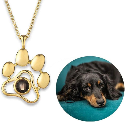 Dog Memorial Necklace & Keychain Gifts Personalized Projection Picture Custom Photo for Pet Lover in Memory of Cat