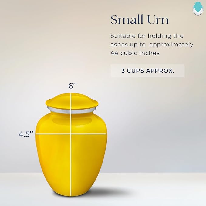 Geturns Embrace Personalized Picture Urn for Small Pets I Yellow Photo Cremation Urns for Dogs and Cats I 44 lbs