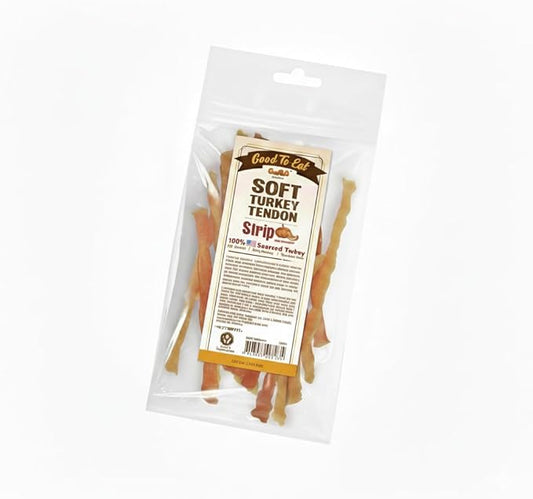 Gootoe Soft Turkey Tendon Stirip with Pumpkin 3oz, Chewy Snack, USA-Sourced Turkey Tendon, Premium Training Chews, Hypoallergenic, Reseal Value Bags, Ideal for Small & Senior Dogs