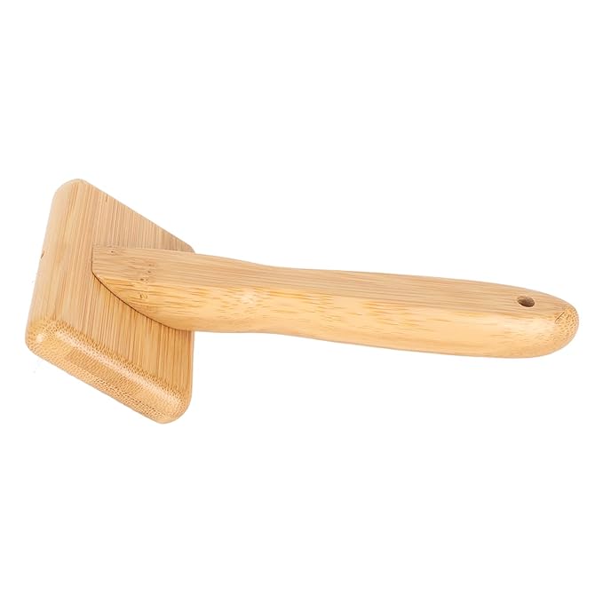 Macrame Slicker Comb with Hole Cushion Finely Polished Bamboo Cleaning Slicker Brush for Pet Tapestry Work Fast and Save Time (Small Size 7.9 X 11.8in)