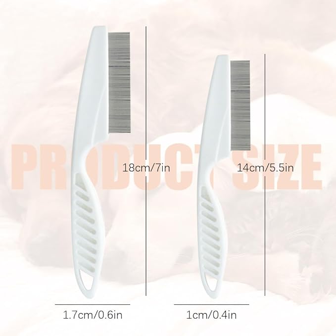 Multifunctional Pet Hair Comb, Multifunctional Pet Grooming Brush Flea and Tear Stain Removal, Fine-Tooth Stainless Grooming Comb Stainless for Small Dogs Puppies (White)