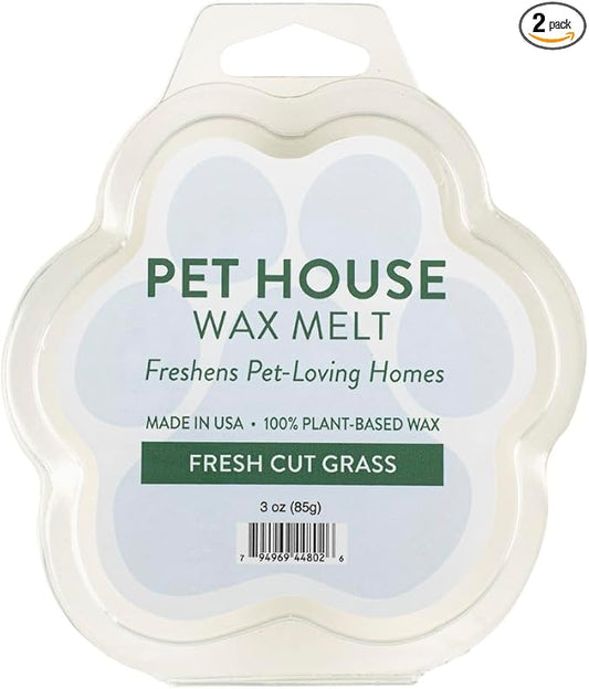 Pet House Fresh Cut Grass Spring and Summer Scented Wax Melts 3 OZ, Plant Based Soy Wax Melts for Household and Pet Odor, Clean Burning, Long Lasting, Made for Pet Loving Homes - 2 Pack