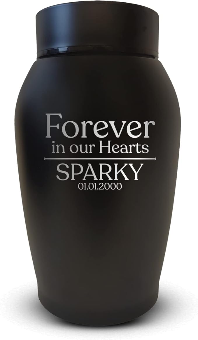 Personalized Custom Dog Urn Engraved Dog Name and Date - Stainless Steel Cremation urns for Dogs Ashes with Airtight Closure | Forever in Our Hearts