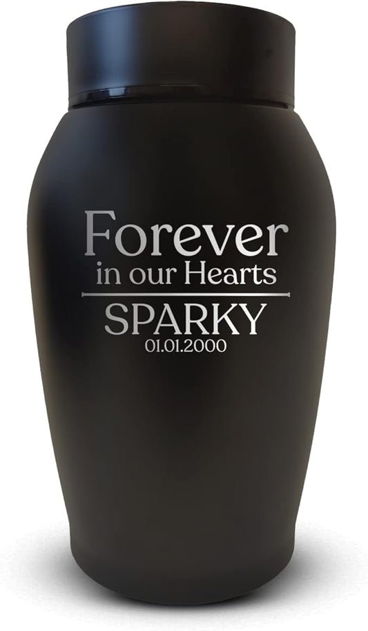 Personalized Custom Dog Urn Engraved Dog Name and Date - Stainless Steel Cremation urns for Dogs Ashes with Airtight Closure | Forever in Our Hearts