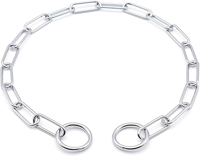 Herm Sprenger - Chrome Plated Steel Fur Saver Dog Collar - Long Link - Professional Training Collar for Small Petite Dogs - Puppy Collar - Correction Slip Chain - Made in Germany (21 inches (53 cm))