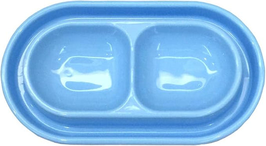 Ant Proof Cat Dish Pet Feeder 32 Oz Food Water Bowl for Small Medium Size Dogs Cats (Blue,M)