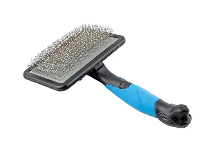 Mr. Slick Large Slicker Brush with Protected Pins to prevent cratches. Great brush for older pets, sencitive skin.