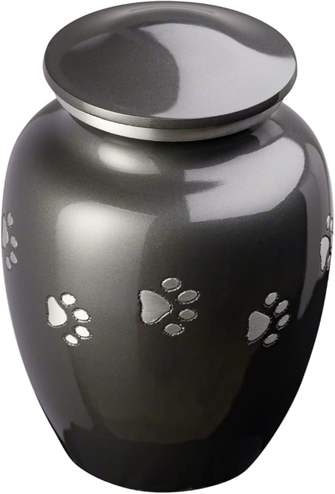 Ottillie Paws Legacy Series Pet Urn for Dogs, Handmade Aluminum Memorial Cremation Urn (X-Large - Pets up to 170 lbs, Slate, Horizontal Pewter Paws)