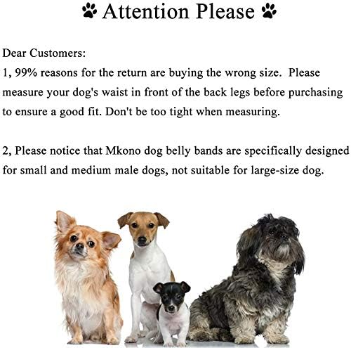 Mkono Male Dog Belly Band Wraps Washable Dog Diapers Male for Small and Medium Dogs (3 Pack), Waist 18.9 Inches to 23.6 Inches