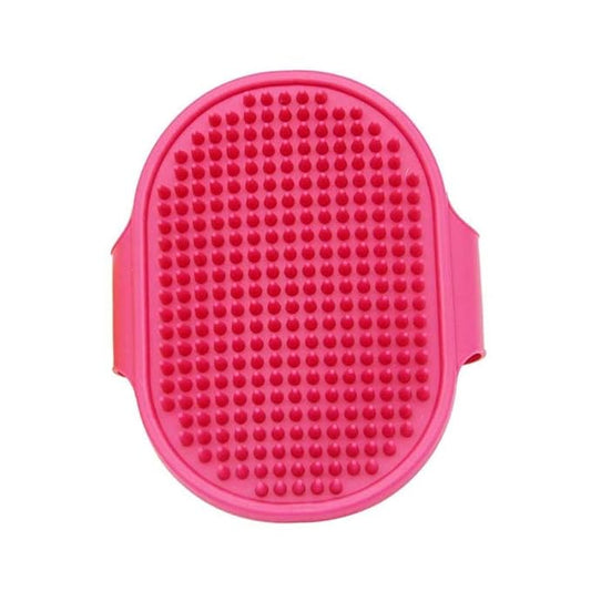 Dog Grooming Brush, Pet Shampoo Bath Brush Soothing Massage Rubber Comb with Adjustable Ring Handle for Long Short Haired Dogs and Cats(Rose Red)