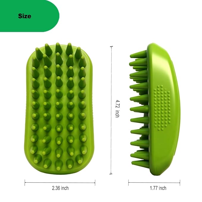 Rubber Curry Brush for Dog, Soft Curry Comb with Long Pins, Pet Silicone Brush for Short & Long Hair, Use Wet as Bath Scrubber or Dry for Grooming
