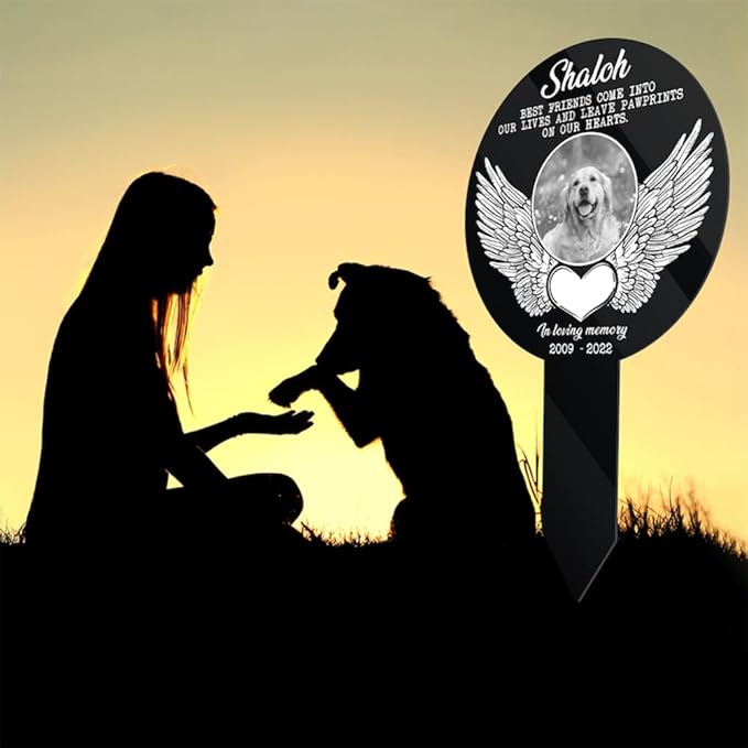 Personalized Dog Memorial Stake Custom Dog Cat Photo Angel Wings Metal 12x12 inch Pet Grave Marker Dog Loss Gift Sympathy Gift for Dog Lover (Style 29)