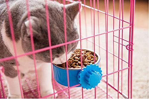 DEVILMAYCARE Pet Feeder Dog Bowl Stainless Steel Food Hanging Bowl Crates Cages Dog Parrot Bird Pet Drink Water Bowl Dish Accessory (S: 4.5''x2'', Blue)