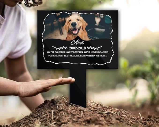 Personalized Dog Memorial Stake Custom Dog Cat Photo Keepsake Garden Decor Metal 8x8 inch Pet Grave Marker Pet Loss Gift Sympathy Gift (Style 34)