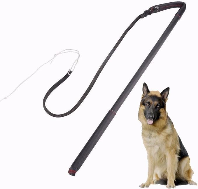 Pssopp Cowhide Dog Agitation Whip, Dog Teaser Wand Dogs Training Whip Outdoor Playing for Pulling Chasing Chewing Teasing Training