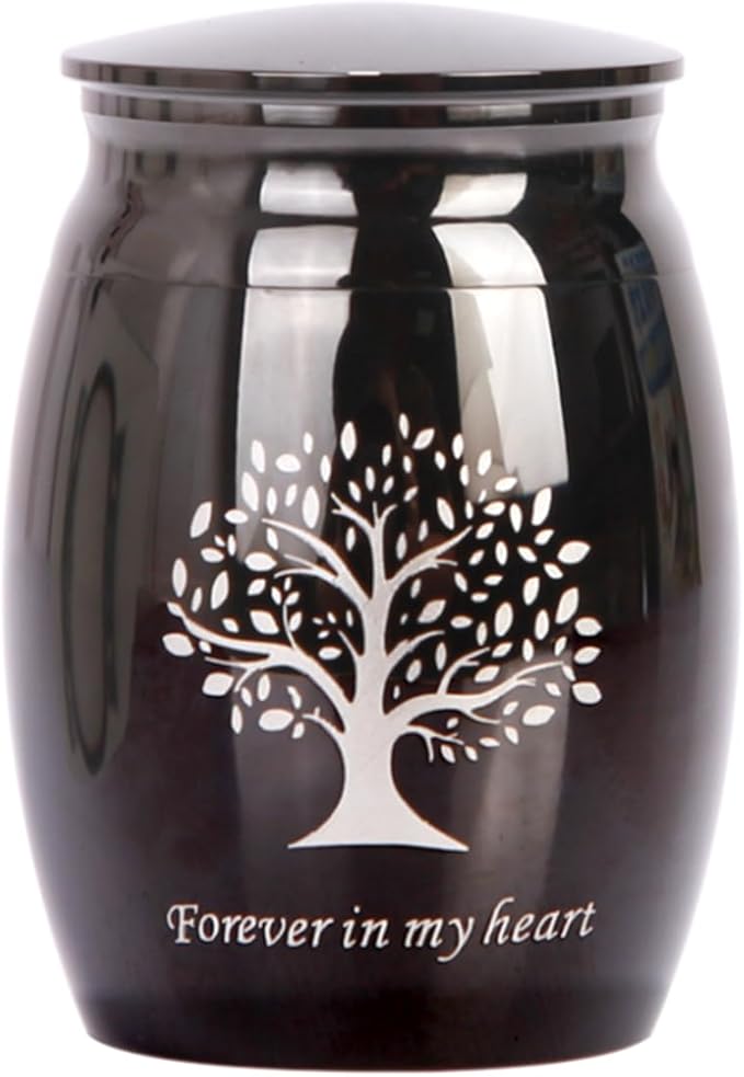 Small Keepsake Urns for Pet Ashes,1.58 Inch Mini Cremation Urns for Ashes with Tree of Life Pattern,Stainless Steel Decorative Memorial Mini Funeral Urn for Ash (1 Pack)