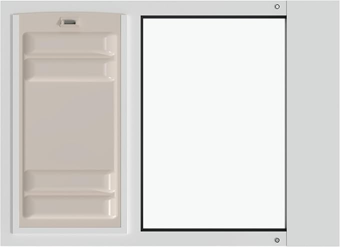 Liberty Pet Door Panel for Sash Windows | Durable Aluminum Frame with Closing Cover | Energy Efficient Safety Glass | White, Large Flap, 24.5" - 26" Width