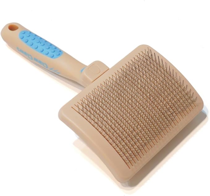 Pet Slicker Brush for Large Dogs, Wooden Handle with Stainless Steel Soft Pins, Gently Remove Tangled, Loose Undercoat and Mats Hair, Pet Grooming Tool, Wool Needle Felting Brush (8" Quick Cleaning)