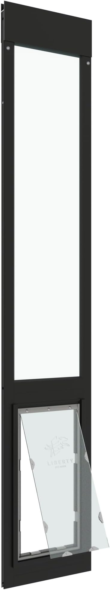 Liberty Pet Door for Sliding Glass Door | Aluminum Frame with Closing Cover | for Home & Rentals | Clear Glass | Black, Large Flap, 75.5" - 77" Slider Height