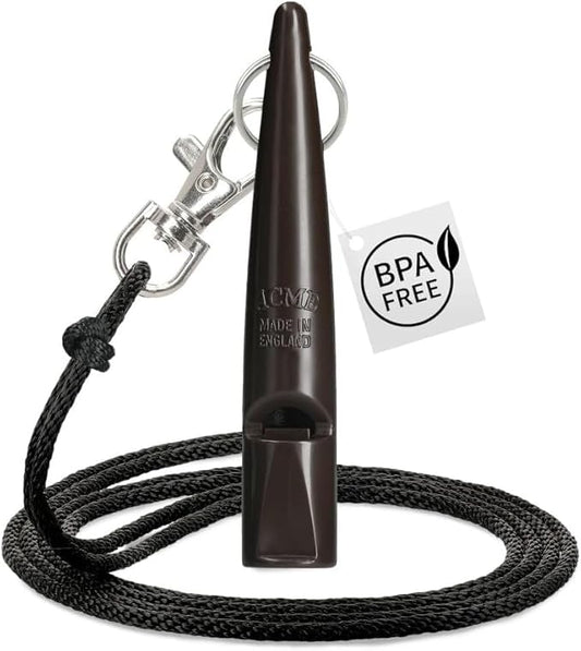 ACME 211.5 Professional Dog Training Whistle with Lanyard. BPA-Free Plastic. 90 dBA. Standardized 5400Hz Frequency for Larger Breeds. Weatherproof. Made in The UK (Chocolate Brown)