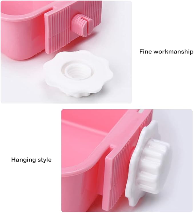 Crate Dog Bowl,Removable Stainless Steel Water Food Feeder Bowls Crate Coop Cup,Pet Cage Bowls with Bolt Holder for Cat, Puppy, Birds, Rats, Rabbits Small Animals ((Green+Pink) Square, Large)