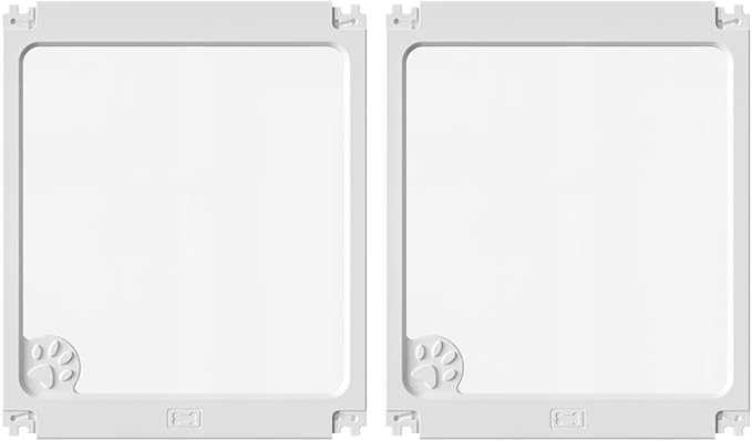 Clear Acrylic Dog Play Pen Indoors, Transparent Puppy Playpen with Door for Small Dogs Puppies, Modular Plastic Pet Playpen Cage Fence Crate for Cat Kitten Rabbit (White, 24 Inch Tall - 2 Panels)