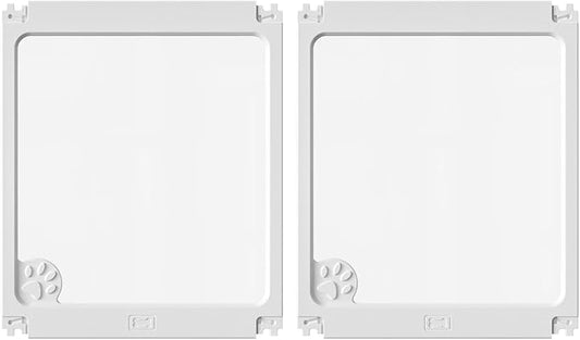 Clear Acrylic Dog Play Pen Indoors, Transparent Puppy Playpen with Door for Small Dogs Puppies, Modular Plastic Pet Playpen Cage Fence Crate for Cat Kitten Rabbit (White, 24 Inch Tall - 2 Panels)