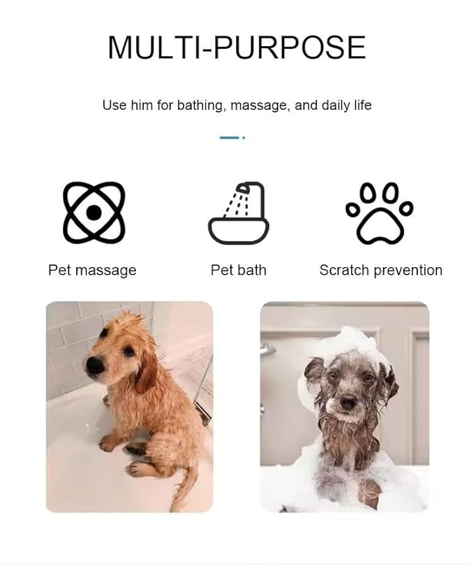 Dog Bathing & Grooming Gloves – Silicone Pet Grooming Brush for Dogs & Cats, Soft Massage Bristles for Removing Loose Hair & Dirt, Flexible Dog Shampoo Brush for Bathing & Shedding Control (Grey)