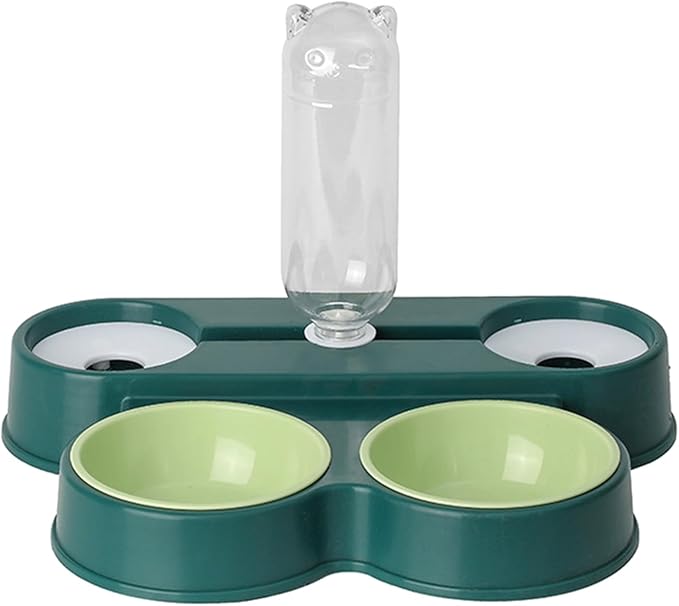 Dogs Bowl Automatic Cats Food Bowl 4 in 1 Pet Food Feeders with Automatic Water Bottle Bowl Double Bowl Pet Food and Water Dispenser Set
