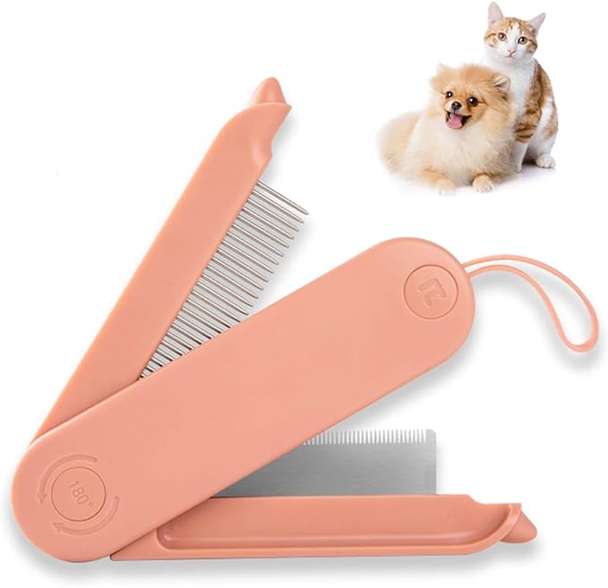 2-in-1 Dog Cat Brush for Shedding and Grooming Pet Flea Comb Professional Pet Hair Removal Comb for Home Grooming