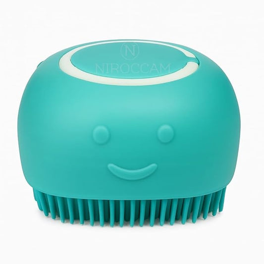 Dog Bath Brush with Shampoo Dispenser – Silicone Pet Grooming Scrubber for Dogs & Cats, Deep Clean + Massage, Easy-Grip Rubber Handle – Pet Shower Tool for Long & Short Hair