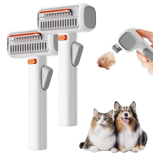 Upgrade 2-in-1 Pet Self-Detangling & Grooming Comb, 2026 New Professional Pet Dematting Comb & Undercoat Rake for Dogs & Cats, Gentle Pets Grooming Brush for Long or Short Hair (1)
